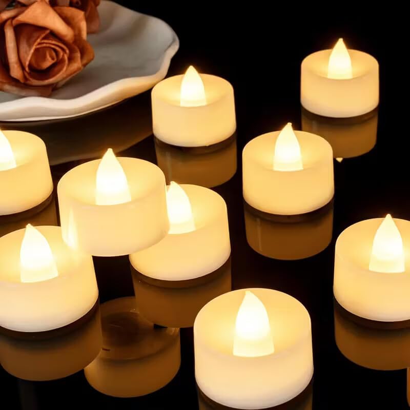 UK-1012 24 Pcs LED Tea Light Candles, Flameless, Smokeless LED Diyas, Decorative Acrylic Candle for Navratri Decoration, Home Decor, Diwali, Deepawali, Festival Gifting (Pack of 24)