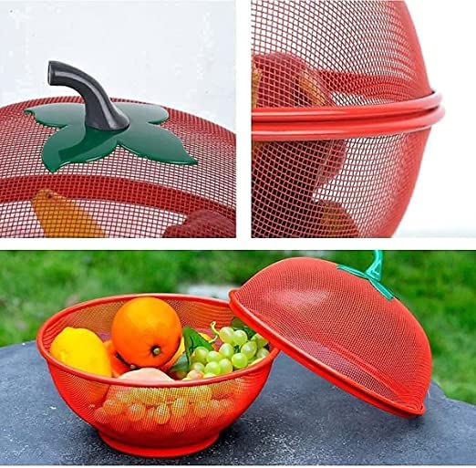 UK-0688 Fruits Basket for Kitchen Basket with Net Cover, Vegetables & Fruit Bowl for Dining Table, Fruit Storage Basket