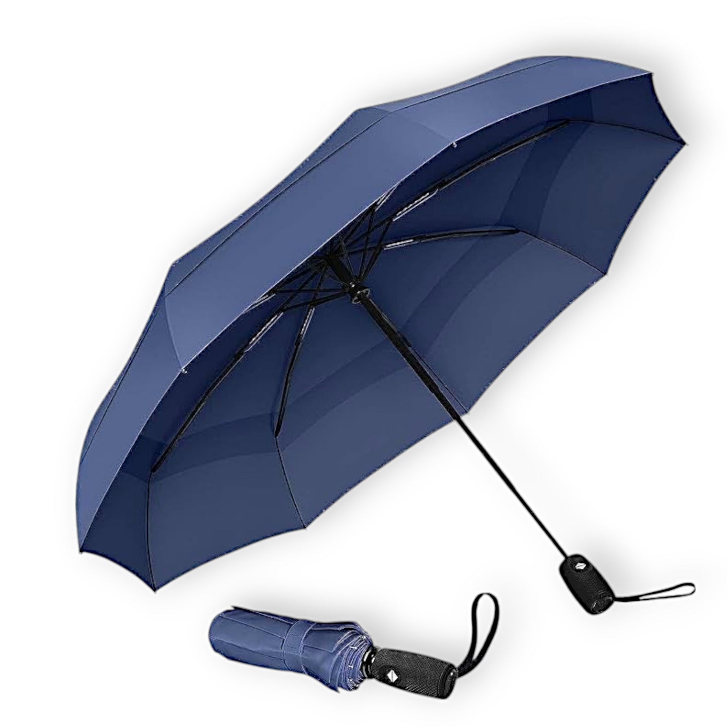 UK-0891 Portable Auto Travel Umbrella - Windproof for Rain, Strong for Wind, Auto Open/Close Button, Perfect Car Umbrella for Men & Women