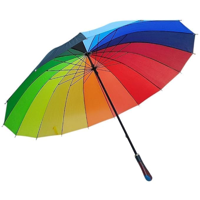 UK-0889 Big Rainbow Umbrella for rain, Umbrella for men and women, uv and rain protection, travel use to girls and boys