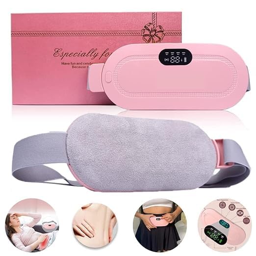 UK-1062 Portable Cordless Heating Pad for Menstrual Cramps Relief, for Stomach, 3-Speed Temperature Adjustment and 4-Speed Massage Modes, Back and Belly Heating Pad for Women