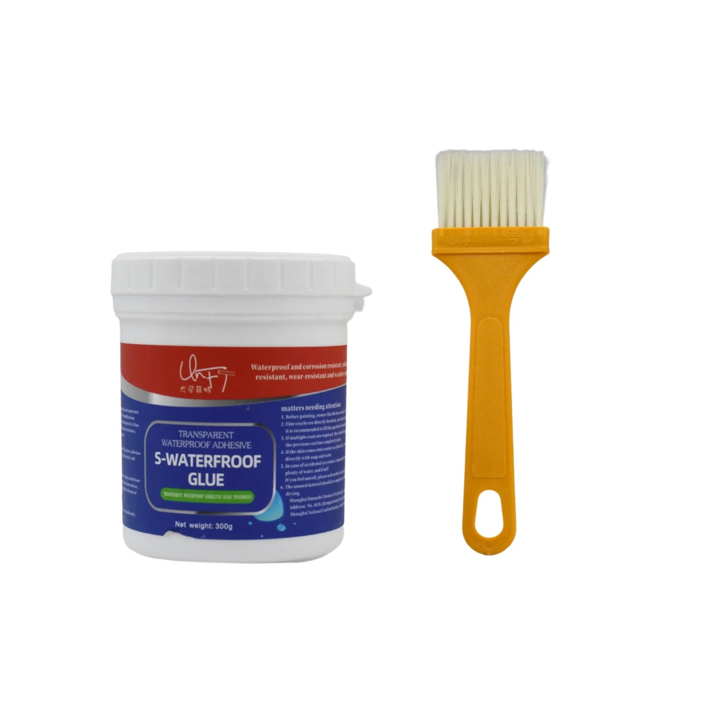 UK-0371 Transparent Waterproof Glue for Roof Leakage Crack Seal Glue 300gm with Brush Crack Seal Agent Roof Water Leakage Solution Transparent Glue Waterproofing