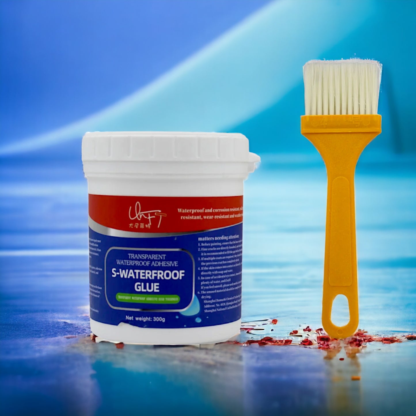 UK-0371 Transparent Waterproof Glue for Roof Leakage Crack Seal Glue 300gm with Brush Crack Seal Agent Roof Water Leakage Solution Transparent Glue Waterproofing