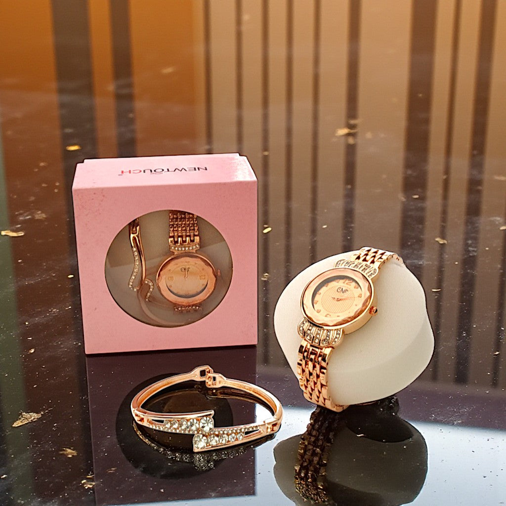 UK-1014 Classy Beautiful Fashion women Watch and Free Bracelet set for Women & Girls