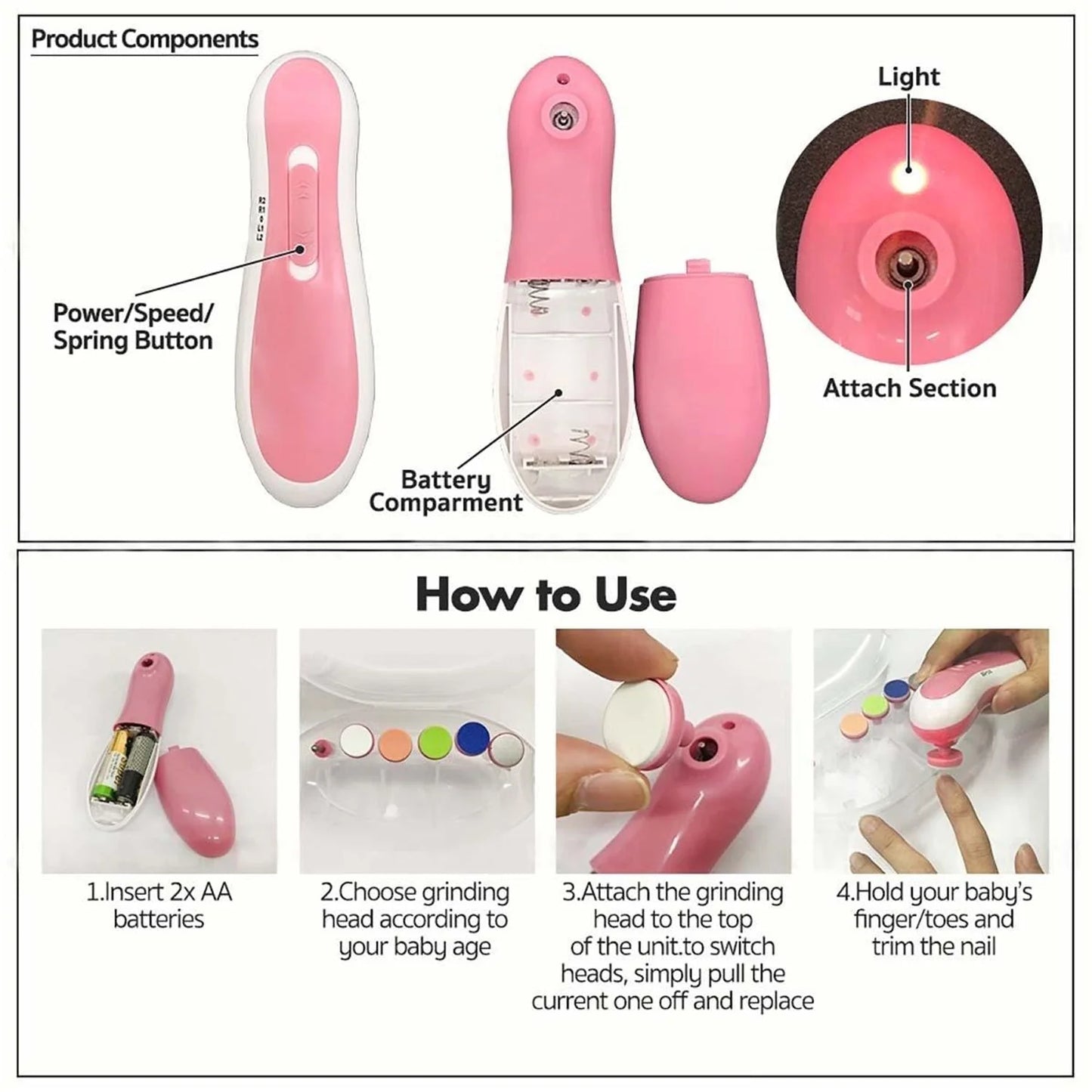 UK-0116 Baby Nail File Grinder Set Safe Nail Trimmer Kit for Kids Safe& Effective Baby Manicure Manicure Tools
