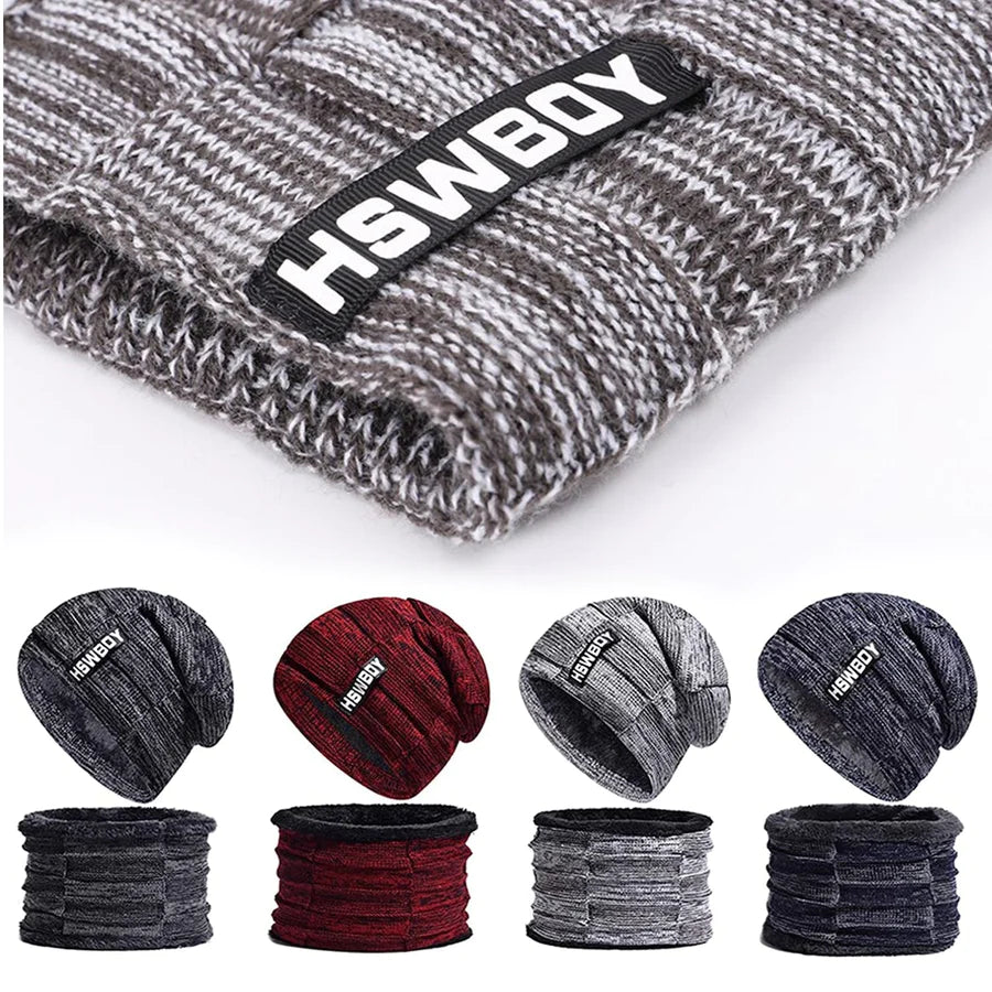 Soft  Woolen Beanie Cap Plus Muffler Scarf Set for Men Women Girl Boy - Warm, Snow Proof