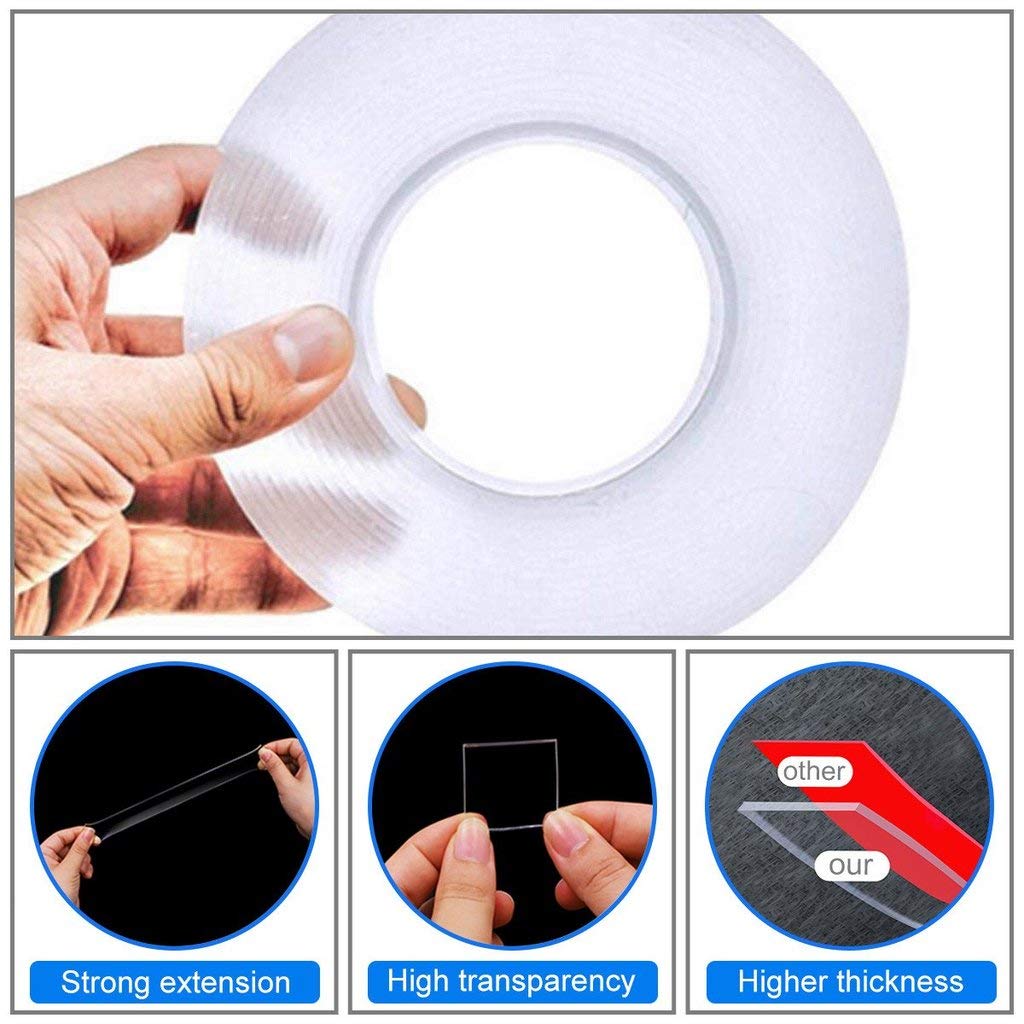 UK-0107 3 Meter Multipurpose Double Sided Tape - Adhesive Silicone Tape, Heavy Duty, Heat Resistant, Multi-Functional, Removable, Washable, Reusable Anti-Slip Gel Nano Grip Tape