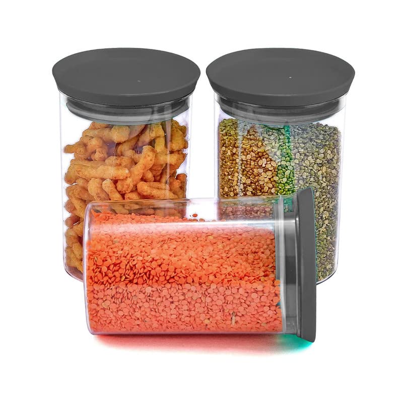UK-0760 900ML Air Tight Kitchen Storage Container Airtight Round Food Preserve Storage Container for Rice, Dal, Atta, Flour, Cereals, Snacks | BPA-Free (2PCS)