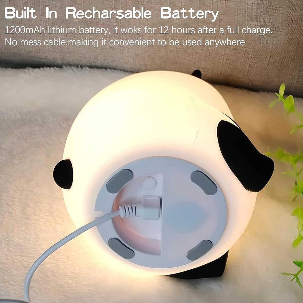 UK-0944 Panda Lamp, Panda Gifts, Panda Touch Silicone Lamp, Birthday Gift for Girls and Boys, Panda Light Lamp, Kids Night Light, Silicone Lamp, Rechargeable - Close Eye, Multicolor