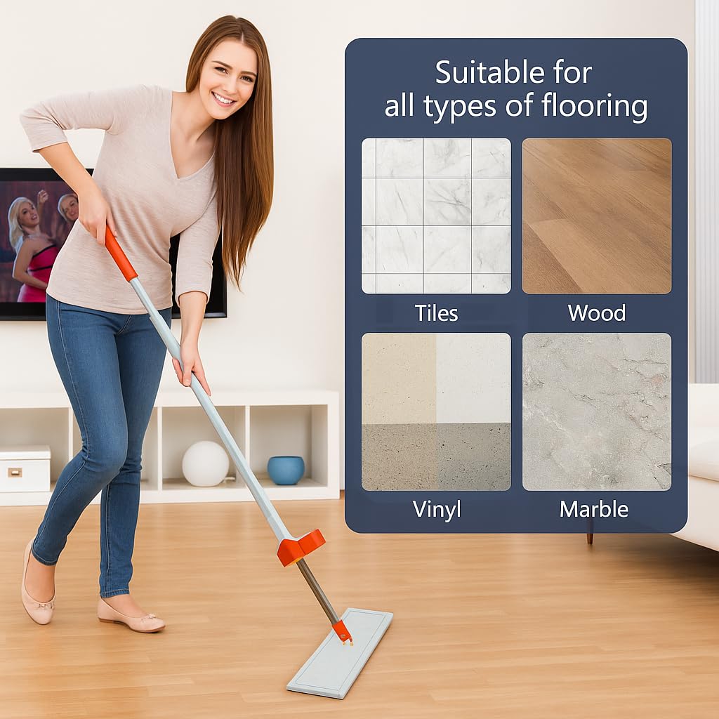 UK-0972 Moppers for Cleaning Floor 2 in 1 Dehydrated Floor Cleaning Mop Stick || Self-Wringing || Mopping Stick Microfiber Wet and Dry Mops for Home/Bathroom/Offfice/Kitchen