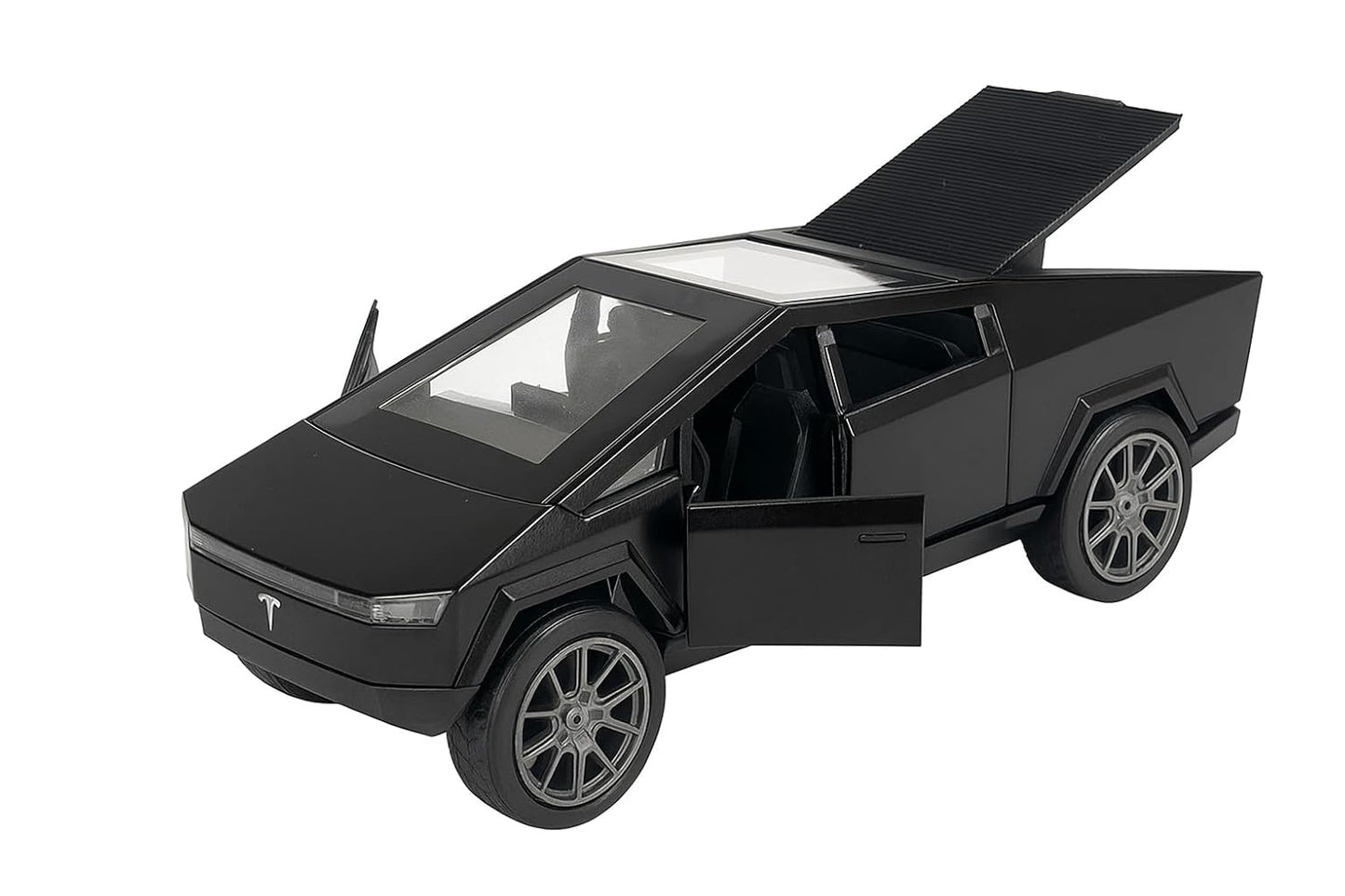 UK-0951 Tesla Cybertruck Toy Car with LED Lights – 1:36 Scale Die-Cast Model, Matte Black, Realistic Design, Pull Back Action, Sound & Light Features for Kids and Collectors