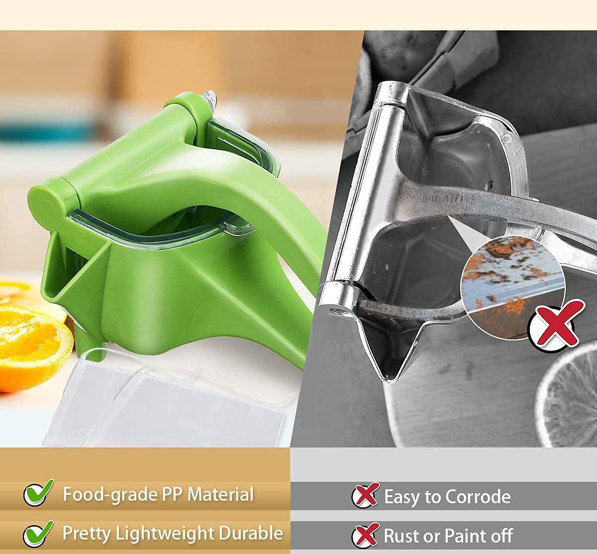 UK-0836 Manual Plastic Fruit Juicer, Hand Press Lemon Squeezer Hand Juicer Citrus Press Juicer Fruit Extractor Tool for Orange, Limes, Lemon