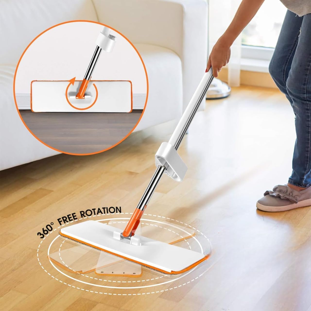 UK-0972 Moppers for Cleaning Floor 2 in 1 Dehydrated Floor Cleaning Mop Stick || Self-Wringing || Mopping Stick Microfiber Wet and Dry Mops for Home/Bathroom/Offfice/Kitchen