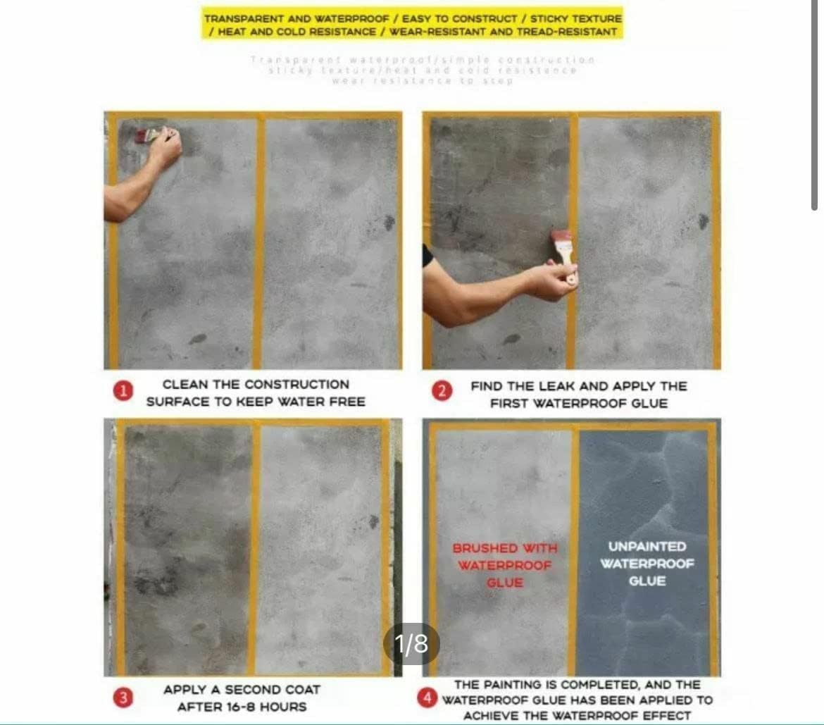 UK-0371 Transparent Waterproof Glue for Roof Leakage Crack Seal Glue 300gm with Brush Crack Seal Agent Roof Water Leakage Solution Transparent Glue Waterproofing