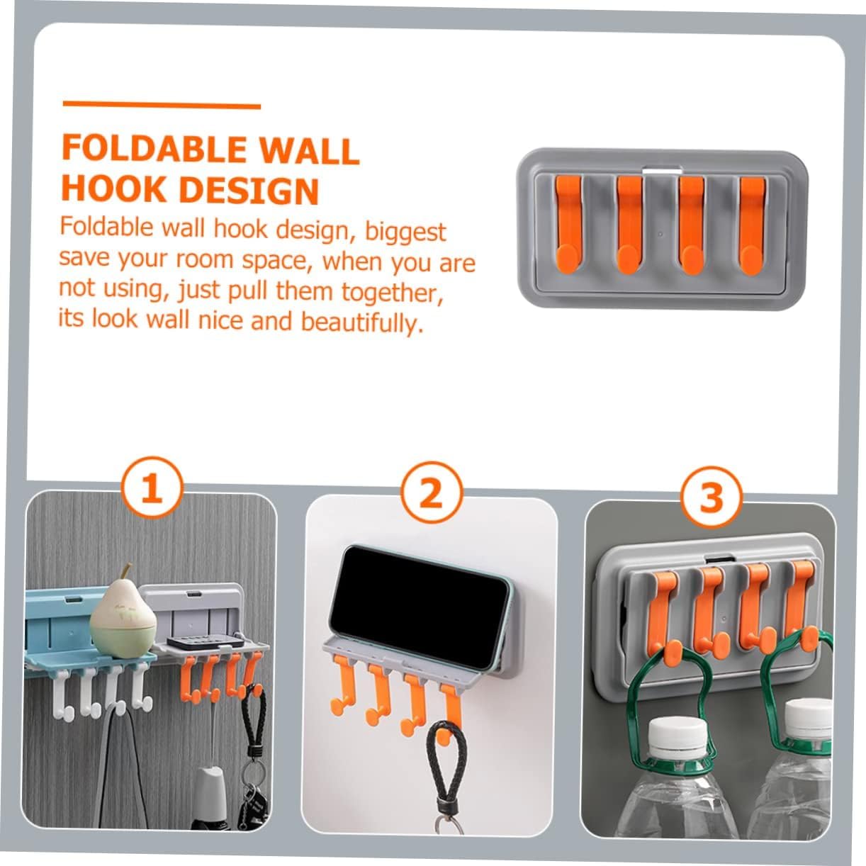 UK-0089 Multi-Purpose Hook up Wall Mounted Hook Towel Hook Rack Foldable Wall Hooks Mobile Holder Stand Towel Hangers Wall Mounted Coat Rack Foldable Hook, Mobile Stand (Multi Color)
