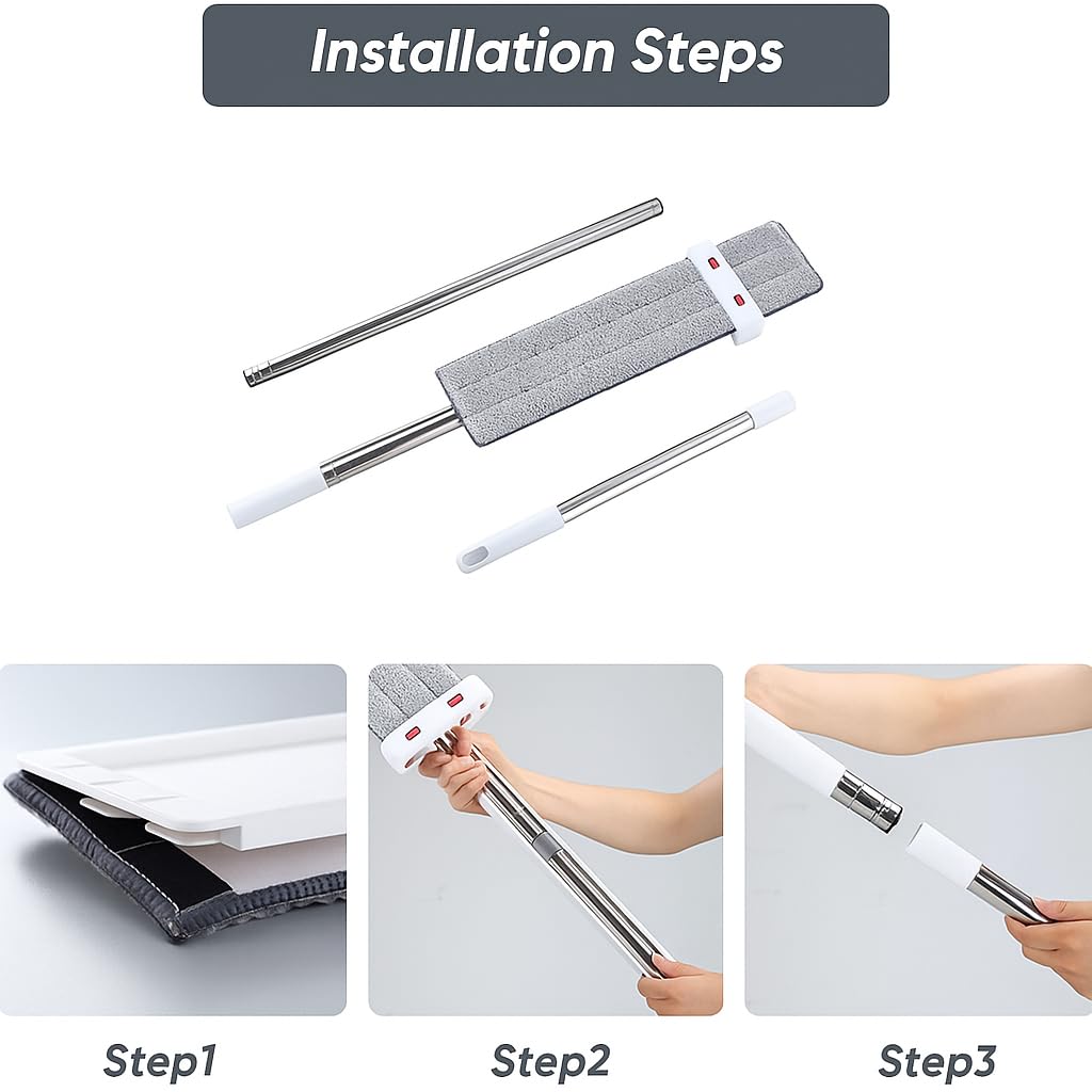 UK-0972 Moppers for Cleaning Floor 2 in 1 Dehydrated Floor Cleaning Mop Stick || Self-Wringing || Mopping Stick Microfiber Wet and Dry Mops for Home/Bathroom/Offfice/Kitchen