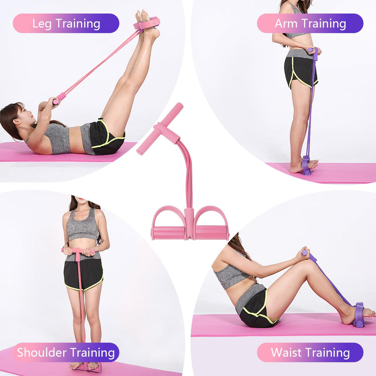 UK-1053 Pull Rope 4 Tube Tighten Waist Sit Up Training Rope for Fitness Training