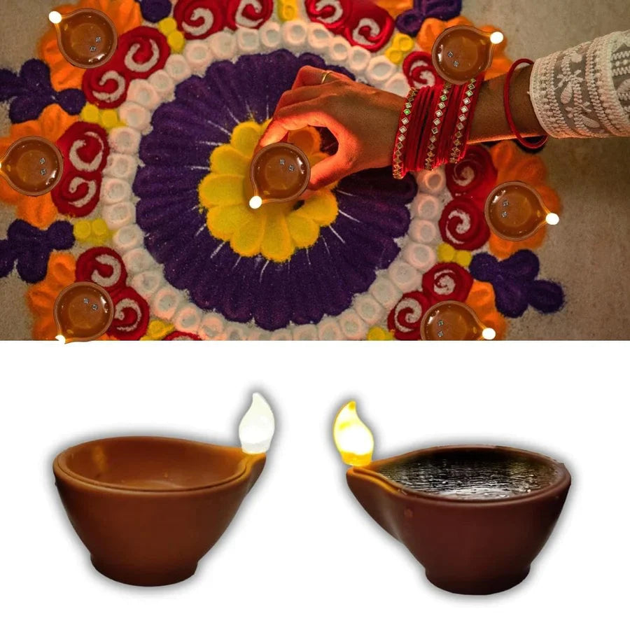 UK-0003 Water Sensor LED Diyas Candle with Water Sensing Technology E-Diya, Warm Orange Ambient Lights, Battery Operated