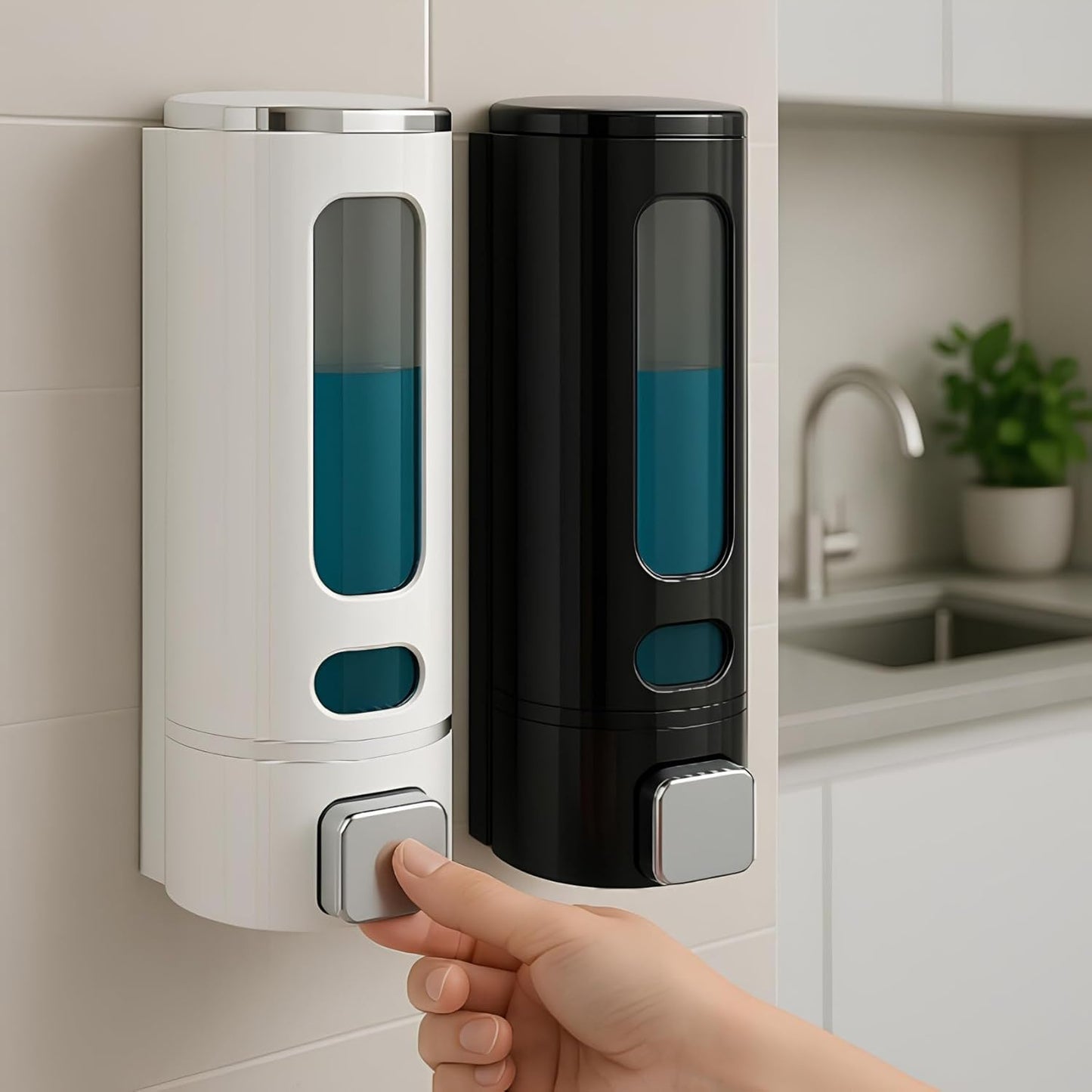 UK-0962 Wall Mounted Soap Shampoo Conditioner Hand Wash Gel Dispenser Liquid Soap Sanitizer Dispenser for Bathroom