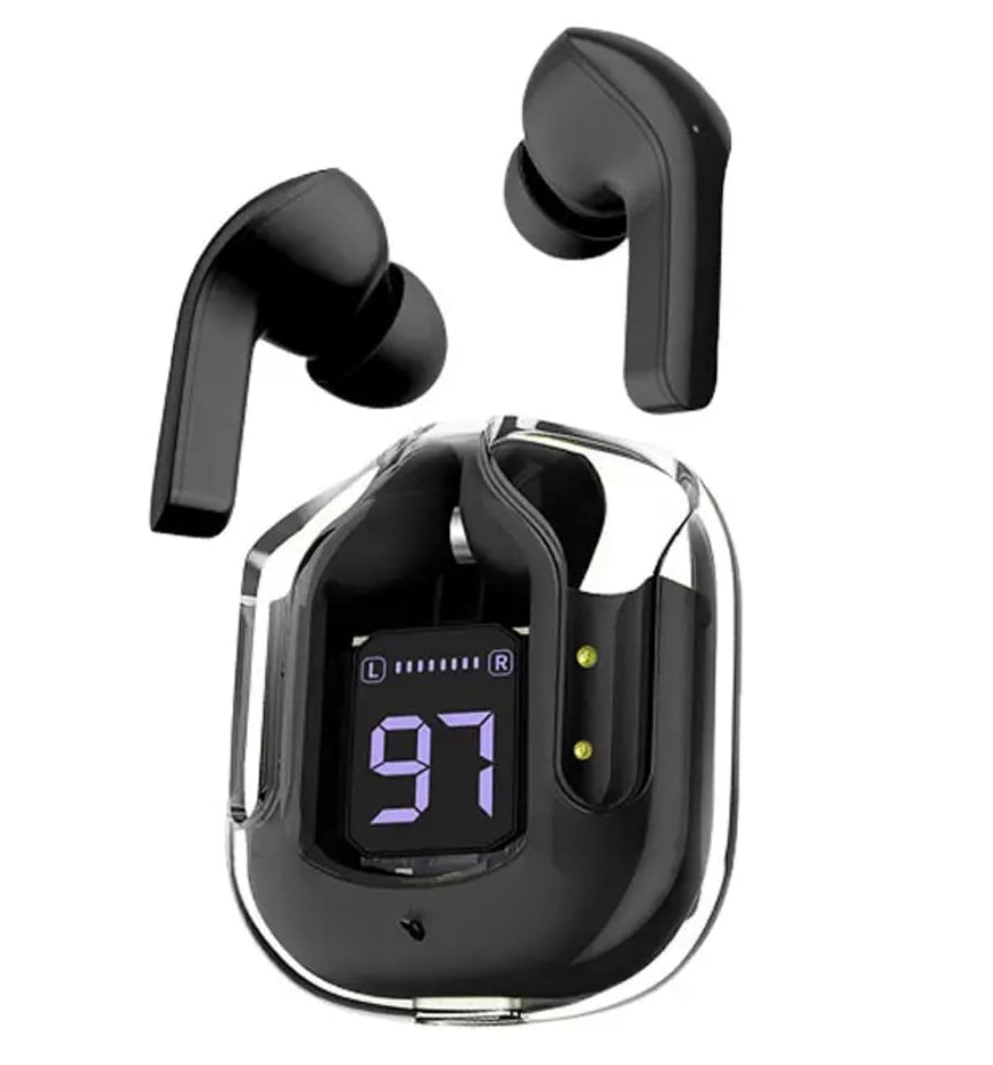 UK-0550 Ultrapod Wireless Bluetooth In Ear Earbuds, Transparent Charging Case, Active Noise Cancellation, Led Digital Display, Bluetooth Earphones, Touch Control
