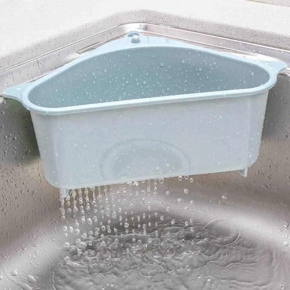 UK-0969 Kitchen Sink Corner Dish Organizer Tray Strainer Basket Drainer, Dustbin Storage Removable Holder Stand Rack, Waste Dispenser