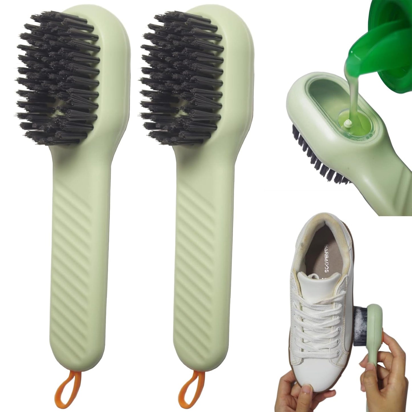 UK-0783 2 in 1 Shoe Cleaning Brush, Soap Dispensing Cleaning Brush with Handle Scrubbing, Reusable Washing Shoe Brush for Cleaning Clothes