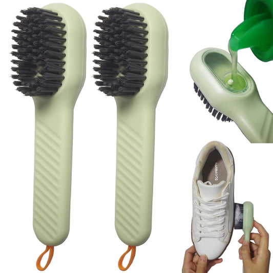 UK-0783 2 in 1 Shoe Cleaning Brush, Soap Dispensing Cleaning Brush with Handle Scrubbing, Reusable Washing Shoe Brush for Cleaning Clothes