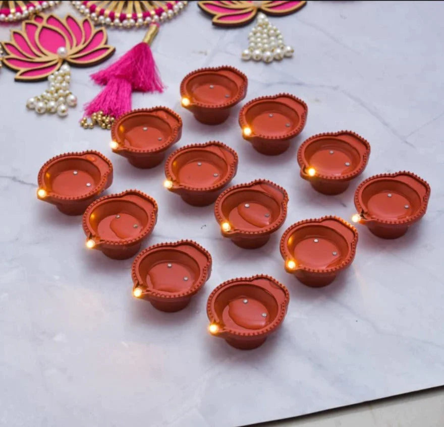 UK-0003 Water Sensor LED Diyas Candle with Water Sensing Technology E-Diya, Warm Orange Ambient Lights, Battery Operated