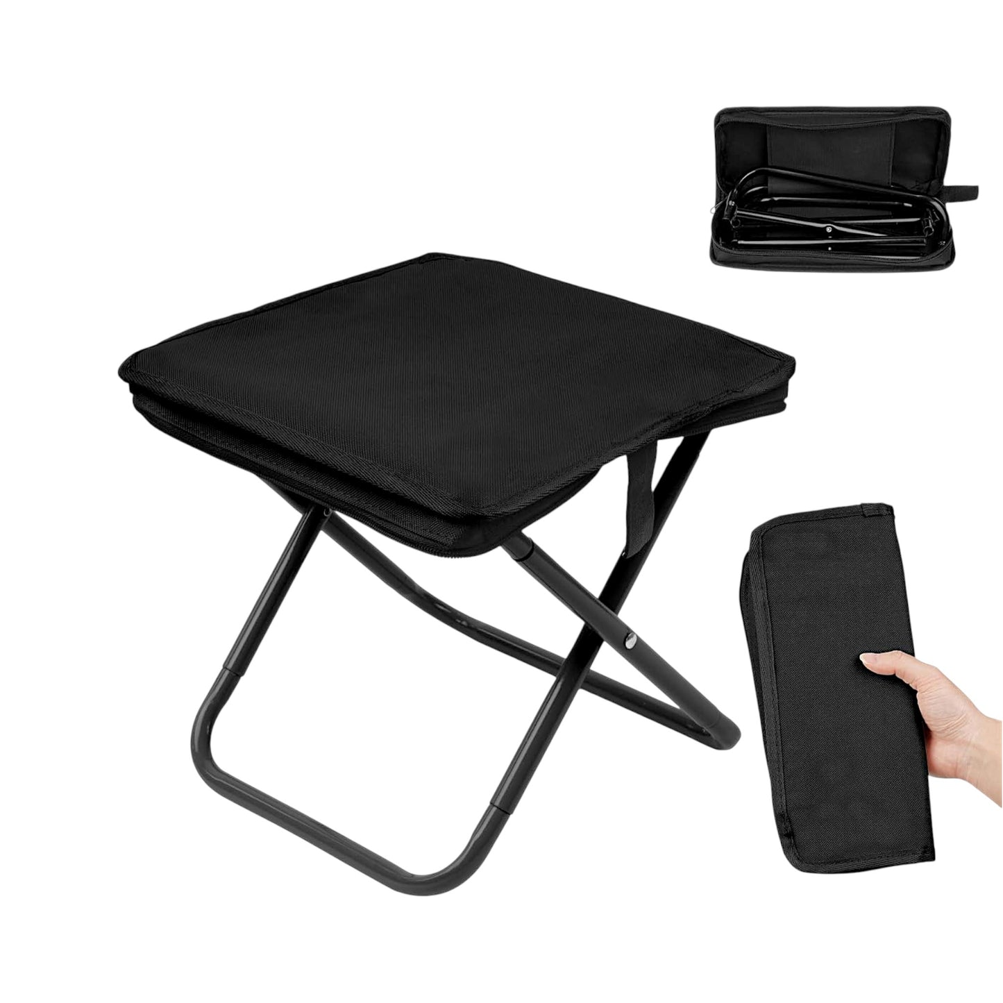 UK-0963 Folding Stool, Mini Outdoor Camping Stool, Portable Small Foldable Lightweight Hunting Seat with Zippered Carrying Bag, Folding Slacker Chairs for Fishing Travelling Picnics
