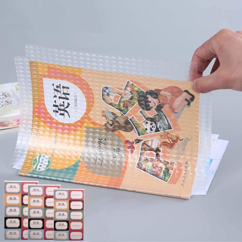 UK-0349 30pcs Book Covers Waterproof Plastic Clear Paper Sticker Book Cover Film for Textbooks Hardcover Protective Thick Sticky Transparent Cover for Students School Office Self-Adhesive A4 Book Cover