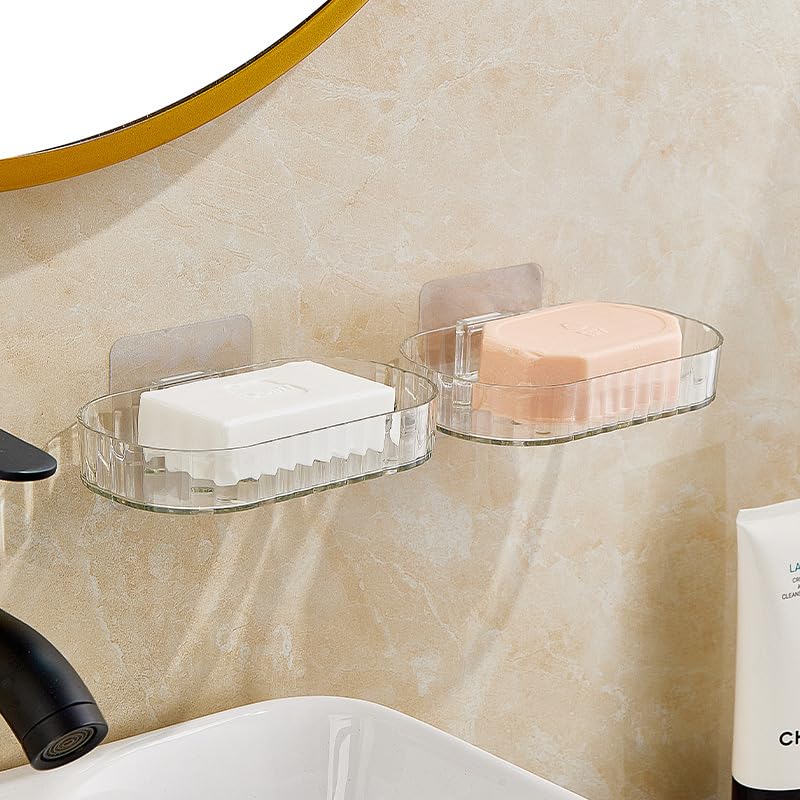 UK-0772 soap Holder for Bathroom/soap case/self-Adhesive soap Holder/soap Stand for Bathroom/Self Draining Transparent Acrylic Soap Dish Holder
