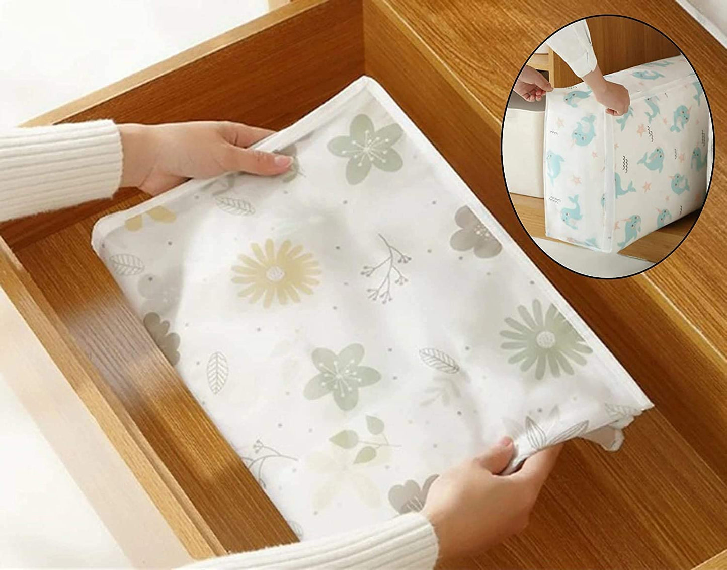 UK-0759 Storage Organizer - Moisture-Proof, Dust-Proof Quilt Storage Bags for Storing Quilts, Coats, Jackets, Pillows, Blankets | Underbed Storage Bag (58 x 40 x 22 CM)
