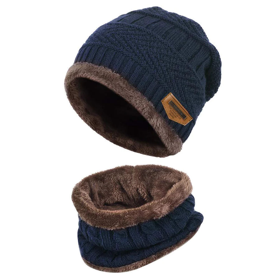 Soft  Woolen Beanie Cap Plus Muffler Scarf Set for Men Women Girl Boy - Warm, Snow Proof