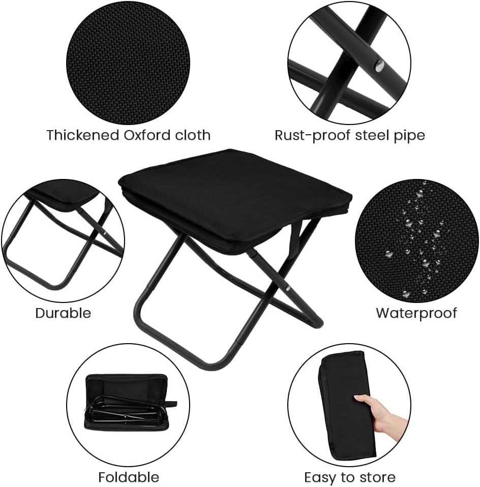 UK-0963 Folding Stool, Mini Outdoor Camping Stool, Portable Small Foldable Lightweight Hunting Seat with Zippered Carrying Bag, Folding Slacker Chairs for Fishing Travelling Picnics