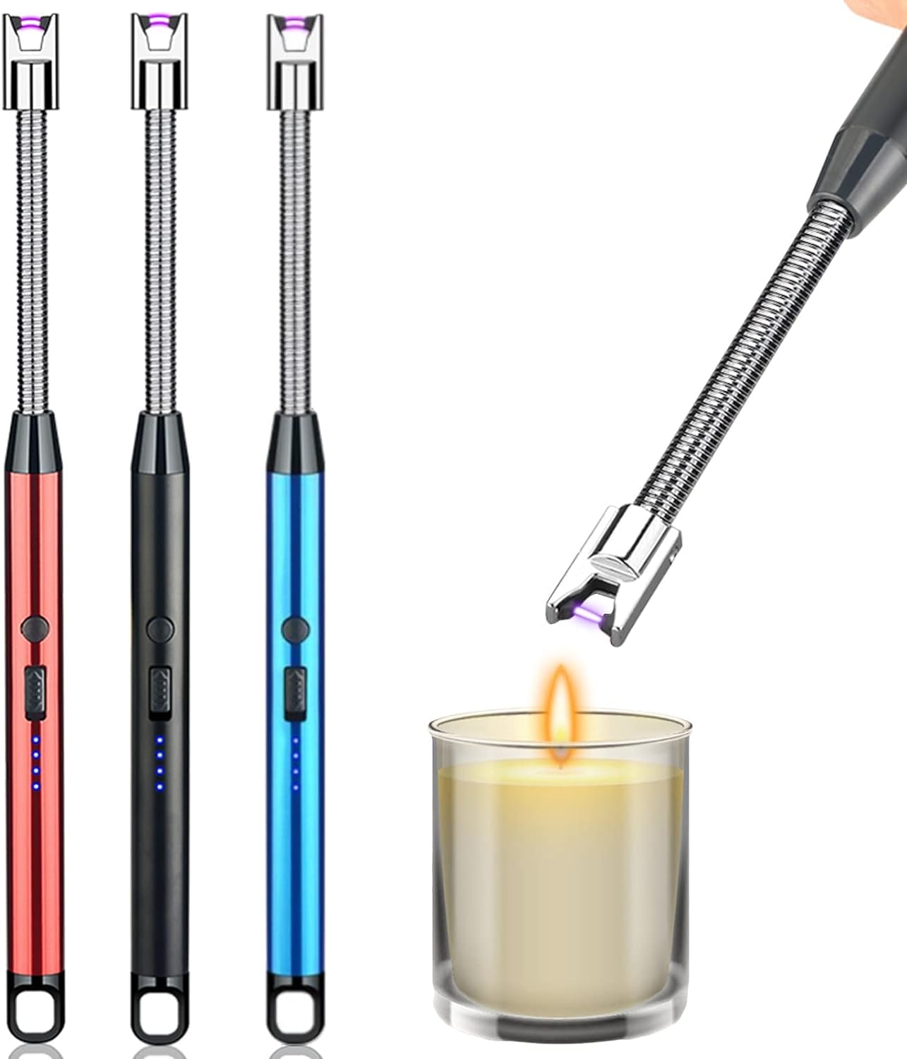 UK-0373 ARC Lighter, Rechargeable Electric Gas Lighter for Home Use Candle Lighter Plasma Lighter Flameless Windproof USB Lighter 360° Flexible Neck Arc Lighter for Diwali Fireworks