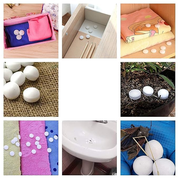 UK-0888 Naphthalene Balls for Clothes / Bathroom / Wardrobe / Moth, Protect Clothes 100% Safe / Stain-Free / Germs Free - ( 115 gm )