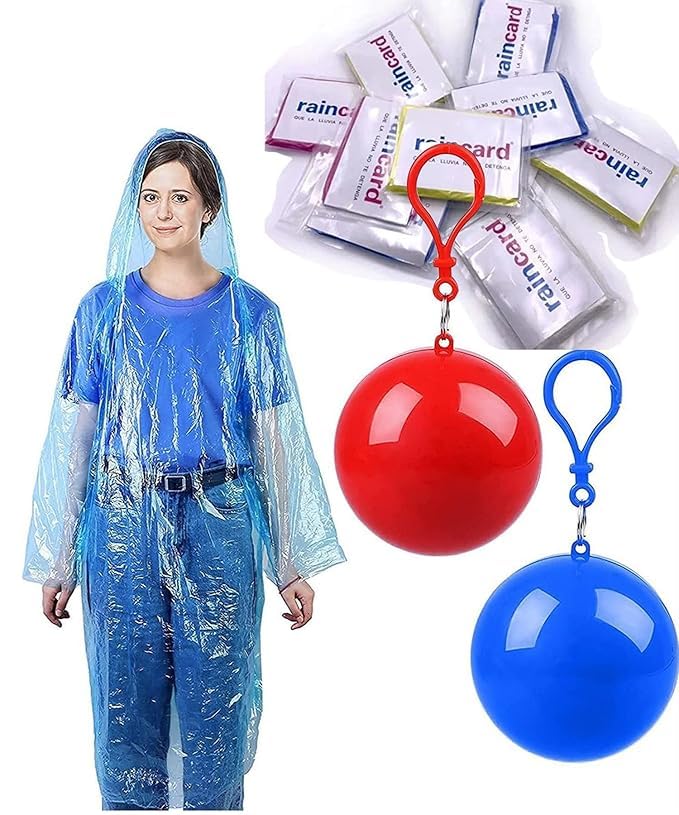 UK-0894 Rain Ball, Refill Rain Card for Emergency Use Waterproof with Smallest Pocket Size | Raincoat For Traveling And Outdoor Activities| Free Size