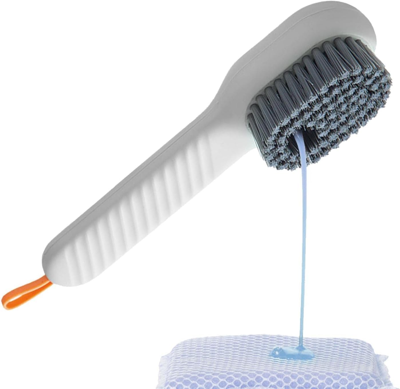 UK-0783 2 in 1 Shoe Cleaning Brush, Soap Dispensing Cleaning Brush with Handle Scrubbing, Reusable Washing Shoe Brush for Cleaning Clothes
