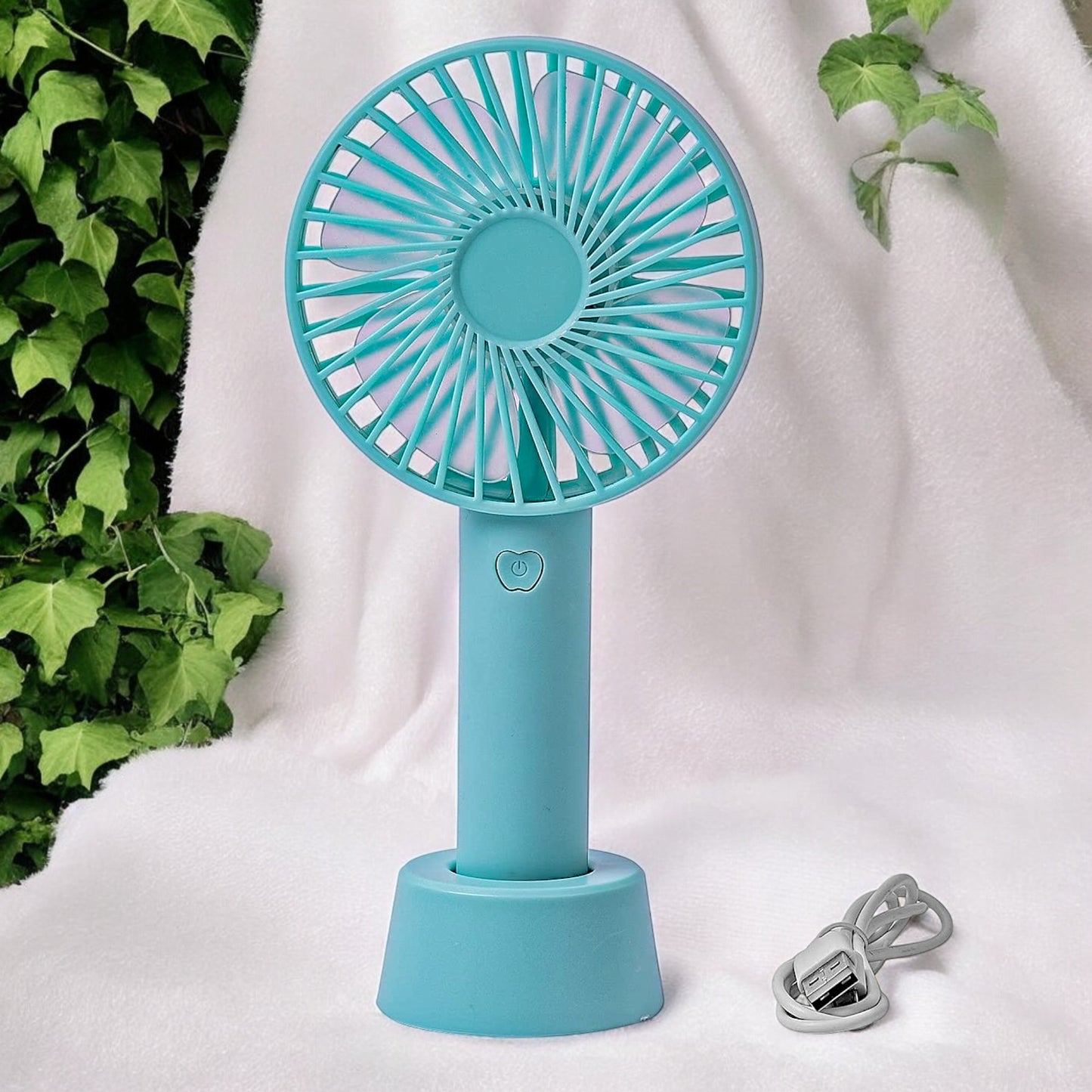 UK-0837 Portable USB Hand Fan Built-in Rechargeable Battery Operated Table Fan with Standing Holder Handy Base For Home Office Indoor Outdoor Travel