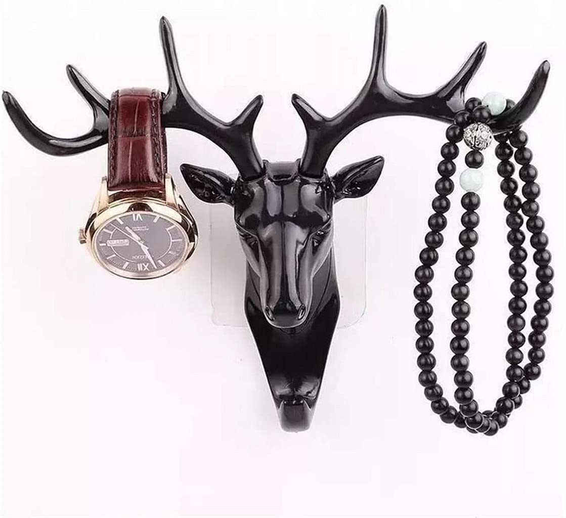 UK-0122 Deer Head Hanging Hook, Self Adhesive Wall Door Hook Hanger Bag Keys Sticky Holder