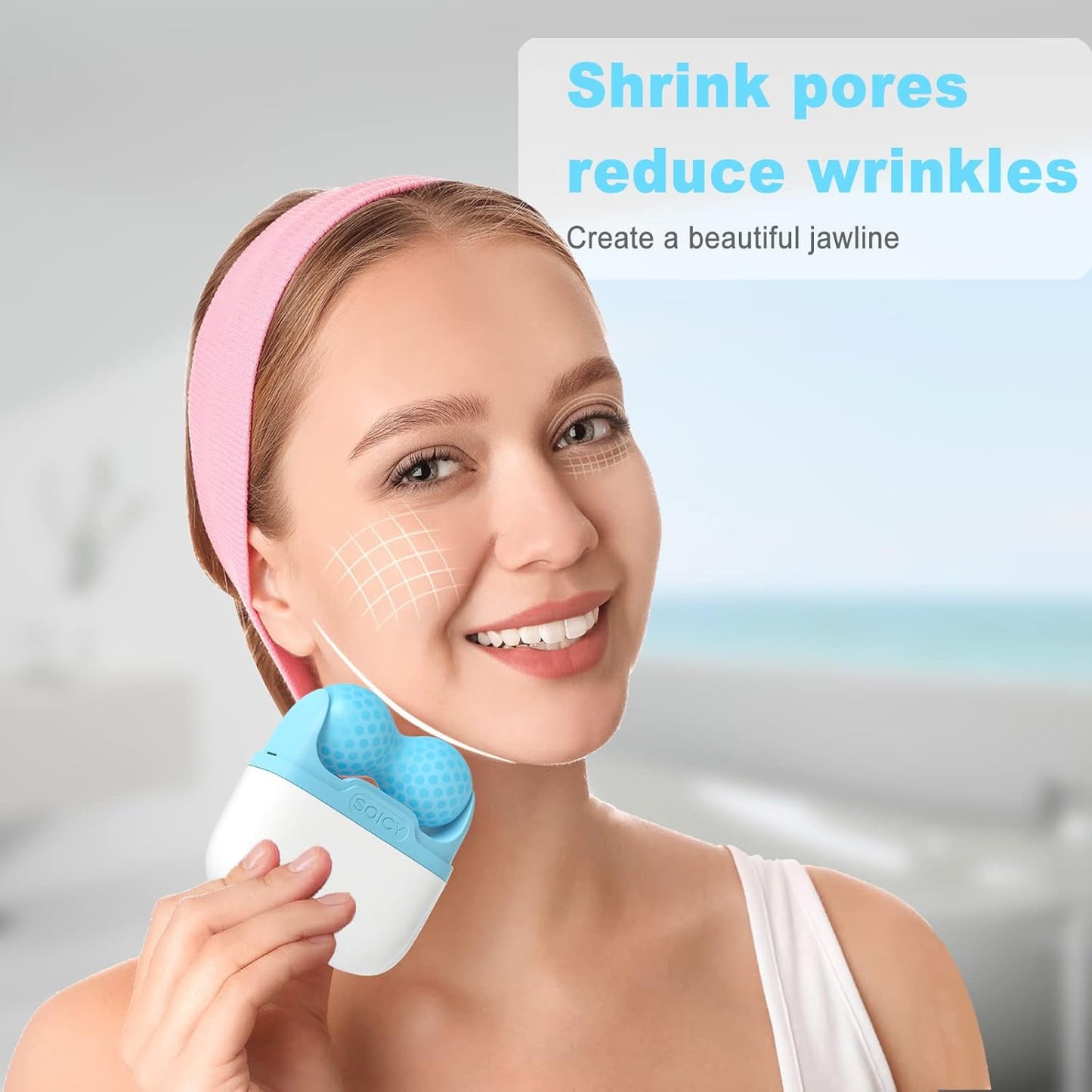UK-0844 2 in 1 Upgraded Ice Roller For Face and Eyes, Neck and Body | For Puffy Eyes, Pimple | Easy to Use and Carry | Unbreakable and Reusable | Glowing and Clear Skin, Women Gift