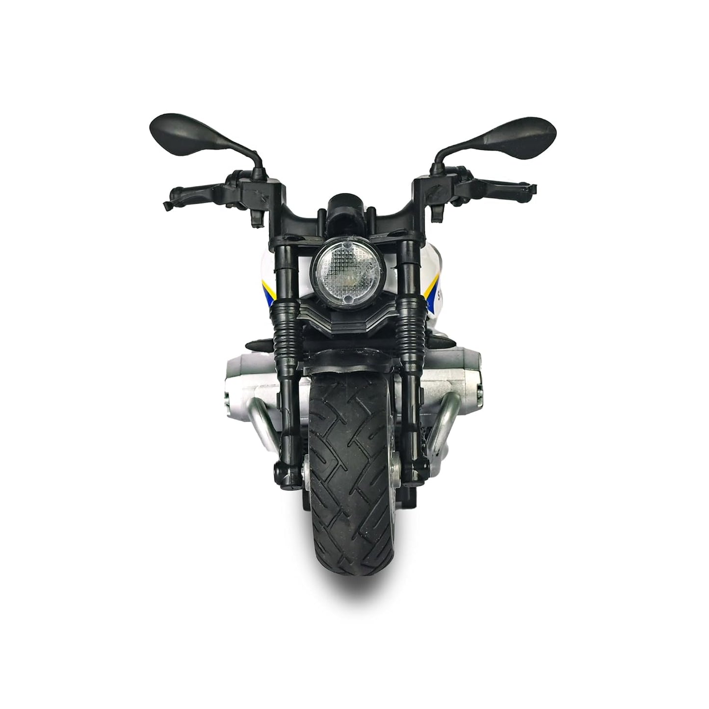 UK-0947 Police Bike Toy for Kids | 1:12 Scale Motorcycle Model | Rubber Tyres, Alloy Body | Random Color