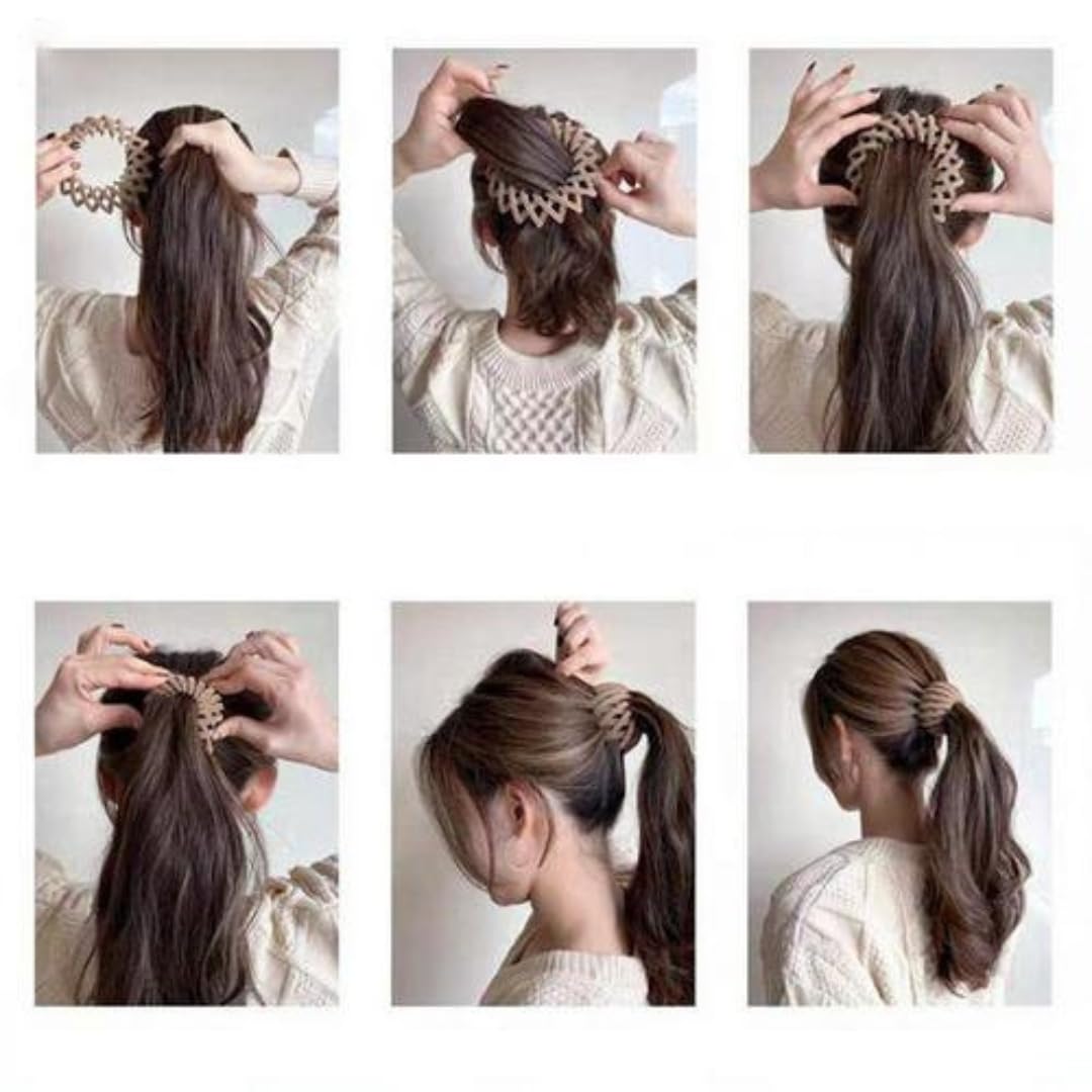 UK-0657 Birds Nest Hair Clip, Lazy Bird's Nest Plate Hairpin, Bun Maker Clips, Expandable Ponytail Holder Hair Pin