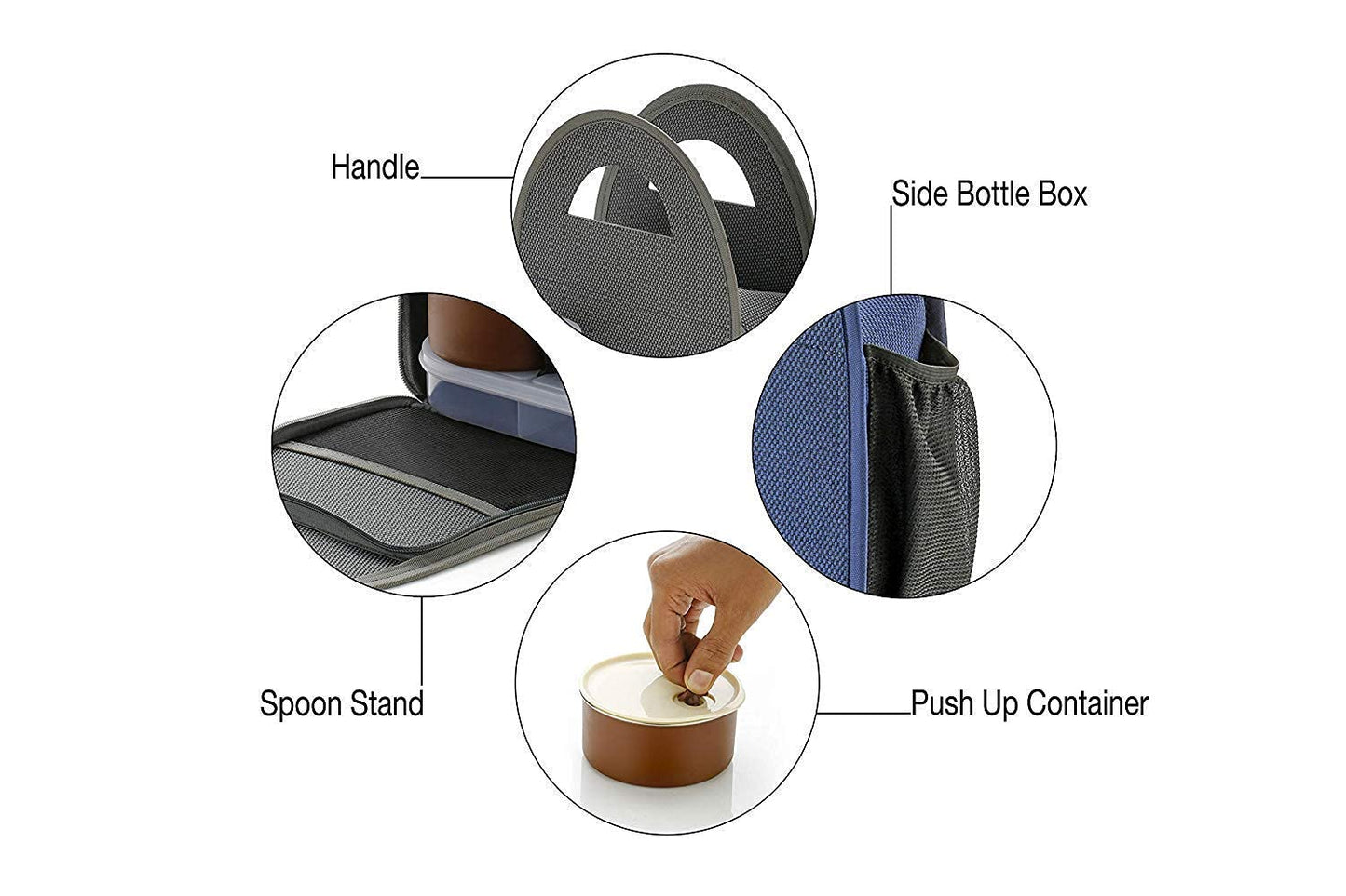 UK-0092 Stainless Steel Stylish Royal Steel Lunch Box Set,LickproofTiffine 4-Pieces,(3 Bowl with Airtight Lid) Black