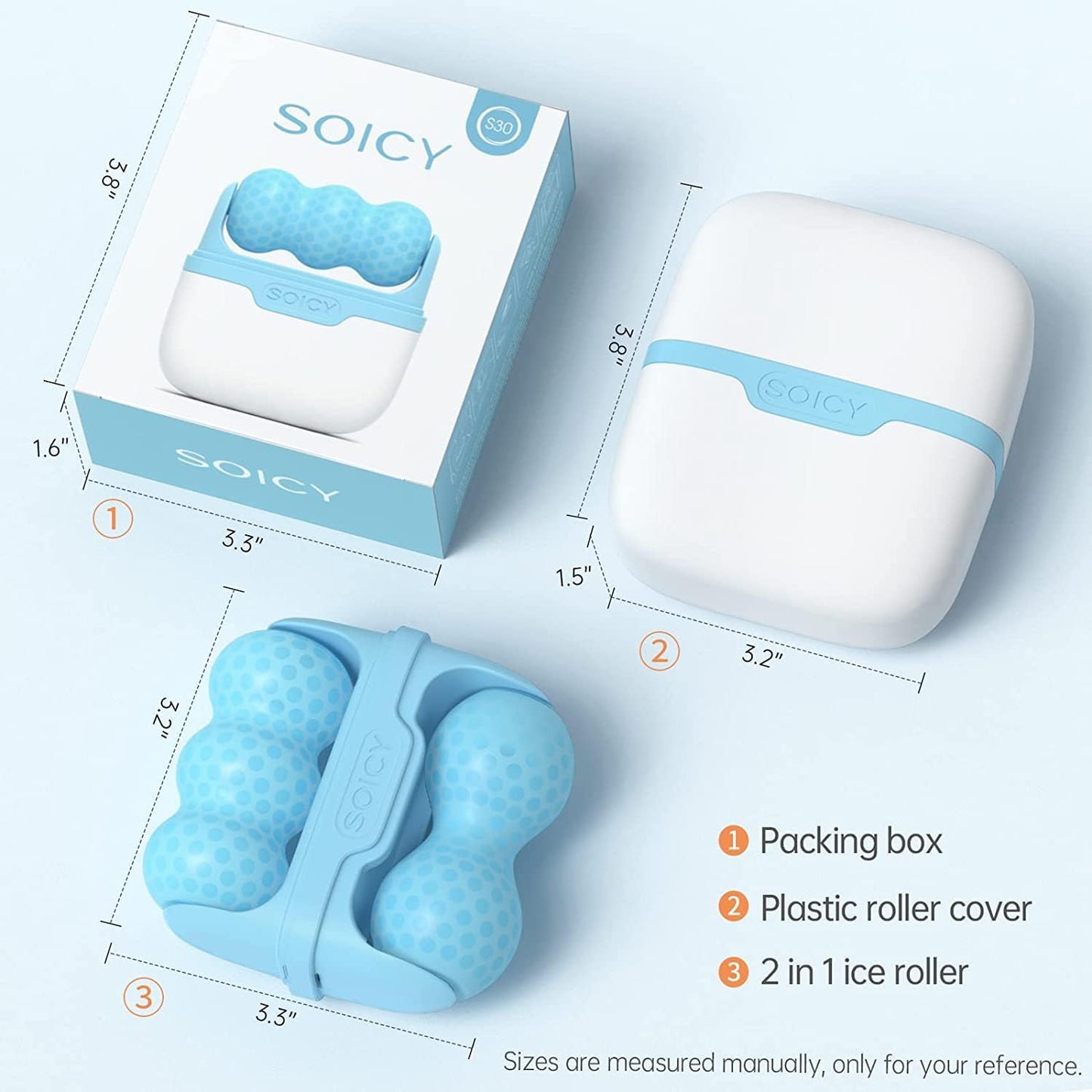 UK-0844 2 in 1 Upgraded Ice Roller For Face and Eyes, Neck and Body | For Puffy Eyes, Pimple | Easy to Use and Carry | Unbreakable and Reusable | Glowing and Clear Skin, Women Gift