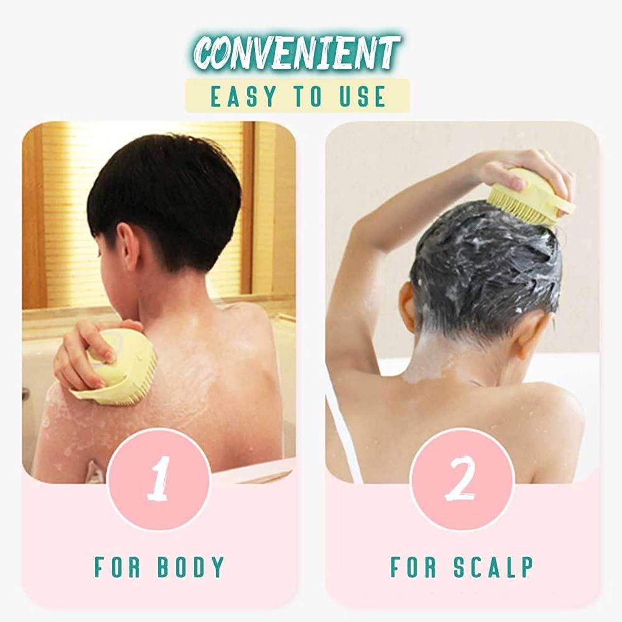 UK-0108 Silicone Massage Bath Body Brush Soft Silicone Bath Shower Massage Body Cleaning Bath Brush With Shampoo Dispenser