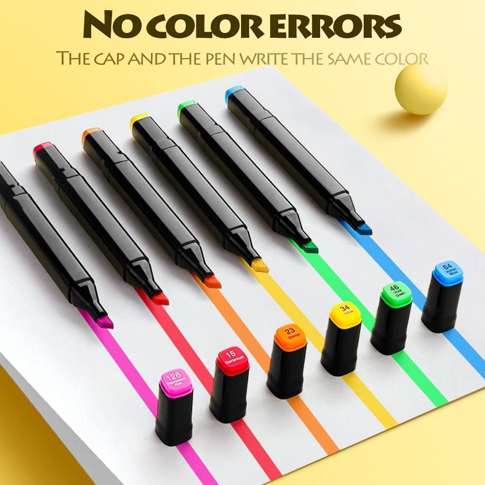 UK-0795 Touch Alcohol Markers 24 Professional Art Set - Double Ended Bendable Alcohol Based Ink Colors with Fine and Chisel Tip. Perfect for Artists