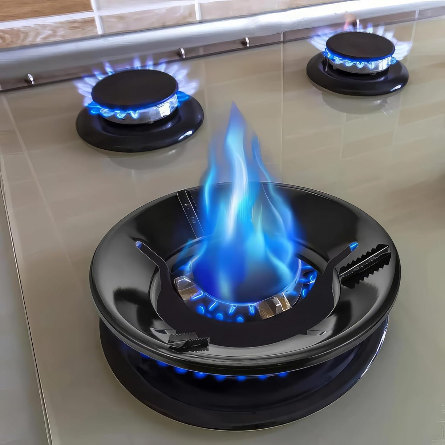UK-0767 Black Gas Saver Pan Support Rings - Support for Indian Gas Stoves