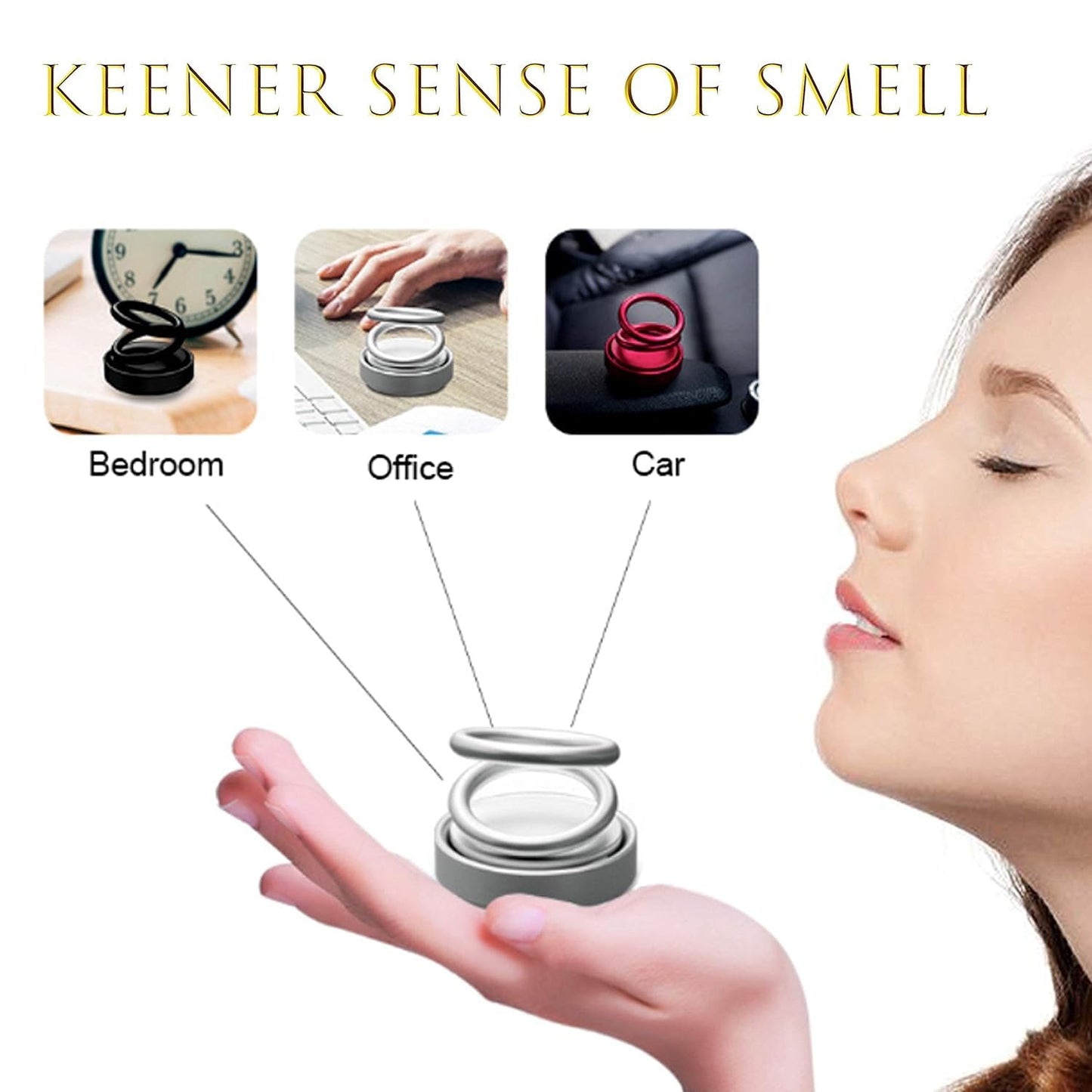 UK-0139 Solar Power Car Aroma Diffuser 360°Double Ring Rotating Design, Car Fragrance Diffuser, Car Perfume Air Freshener