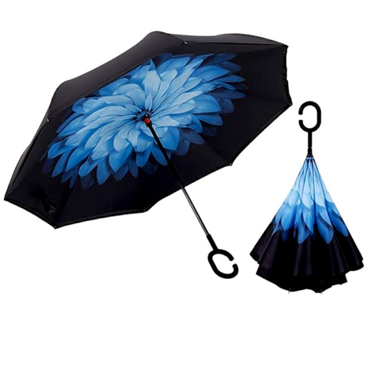 UK-0382 Windproof Reverse Umbrella Foldable Umbrella For Travel Umbrella For Men And Women(PRINTED-Multicolor)